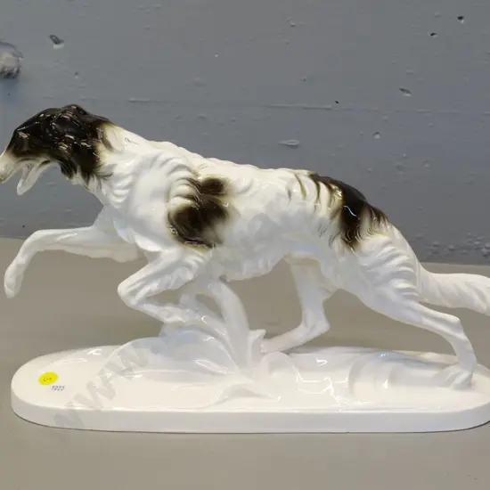 porcelain borzoi dog figure - unknown maker's mark H-230 L-390