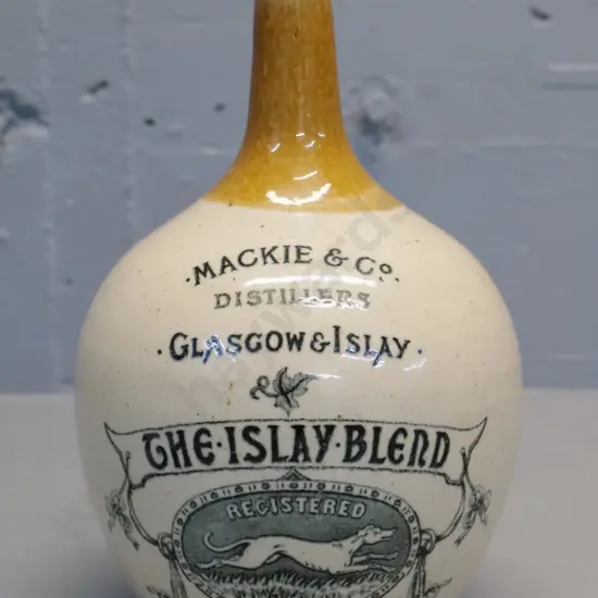 ceramic whiskey jug, The Islay Blend Whiskey, MacKie and Co Distillers Glasgow, Islay,