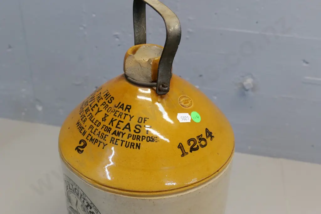 stone crock, two gallon, Powley and Keast, J Speights and Coy, Dunedin, condition average, Image 1++