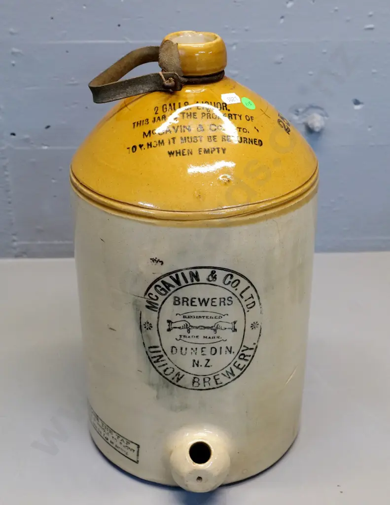 stone crock, two gallon, McGavin and Co. Ltd Dunedin, Union Brewery, condition average, Image 1++