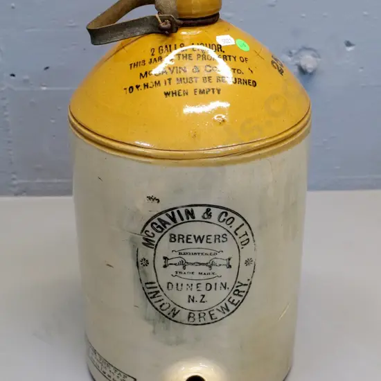 stone crock, two gallon, McGavin and Co. Ltd Dunedin, Union Brewery, condition average,