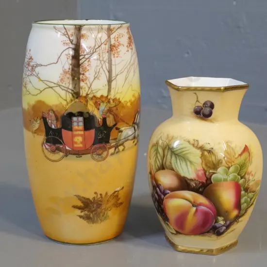 2 vases - Royal Doulton Coaching Days H-180 and Aynsley Orchard Gold