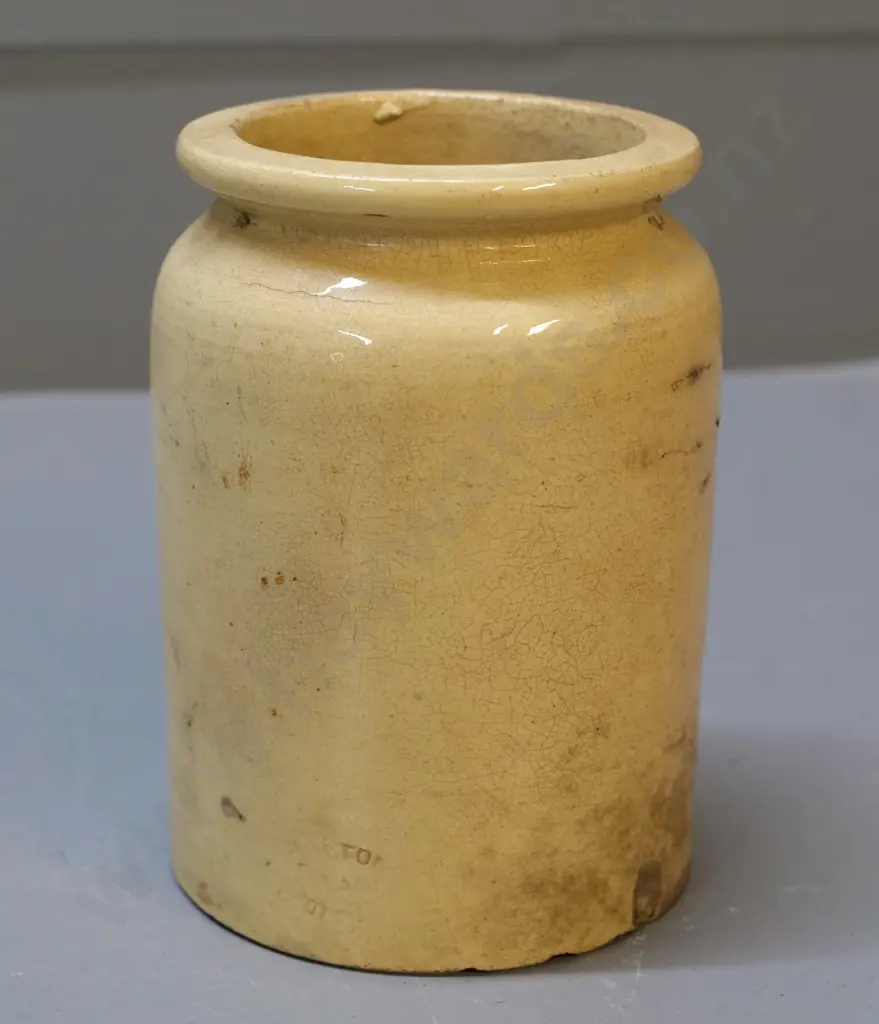 ceramic jam jar, stamped Milton Pottery, condition average, chips to base, H - 140 Image 1++