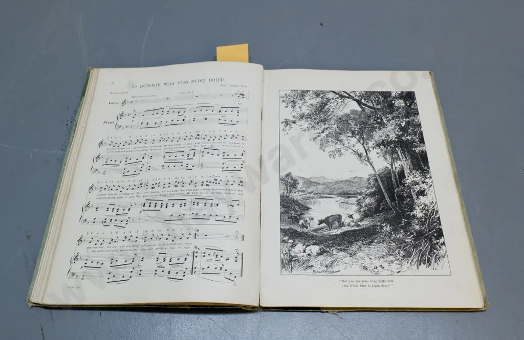 The Songs of Burns - illustrated book of Robbie Burns songs, pub. Bailey & Feguson H-350 W260 covers very worn Image 1++
