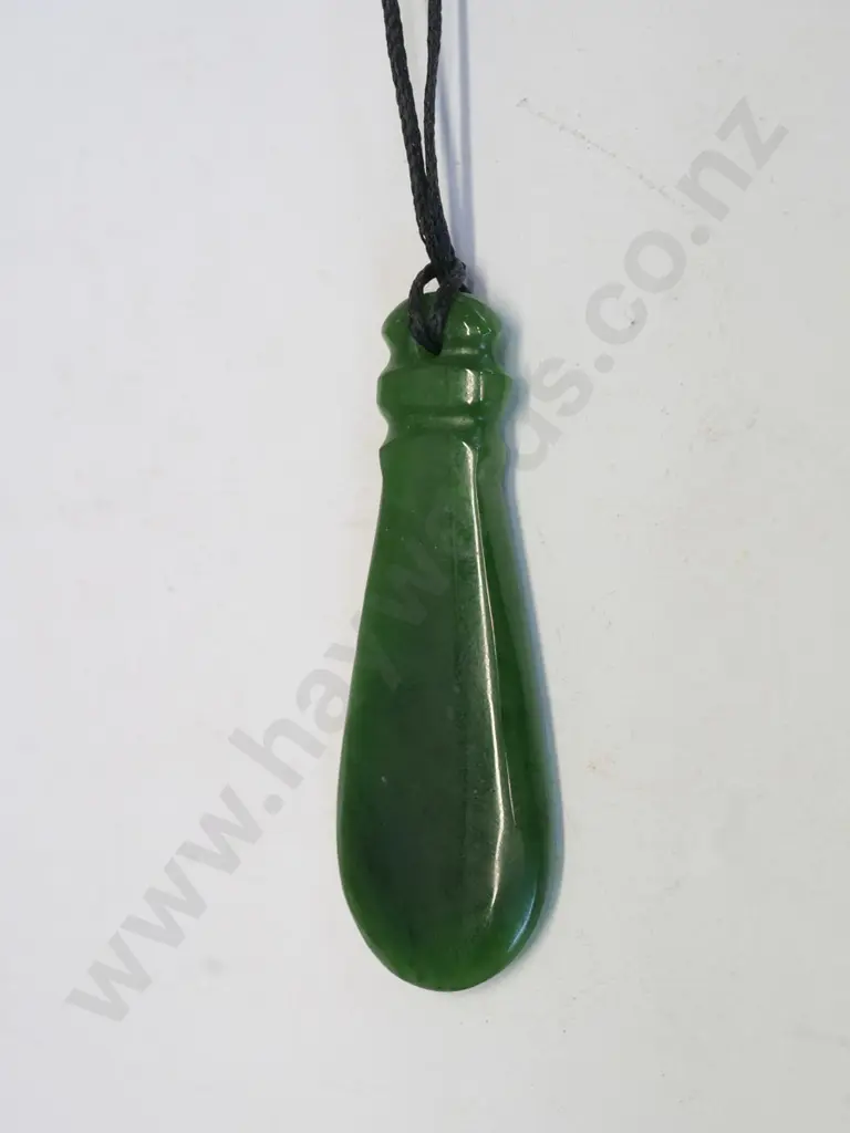 greenstone necklace on leather strand Image 1++