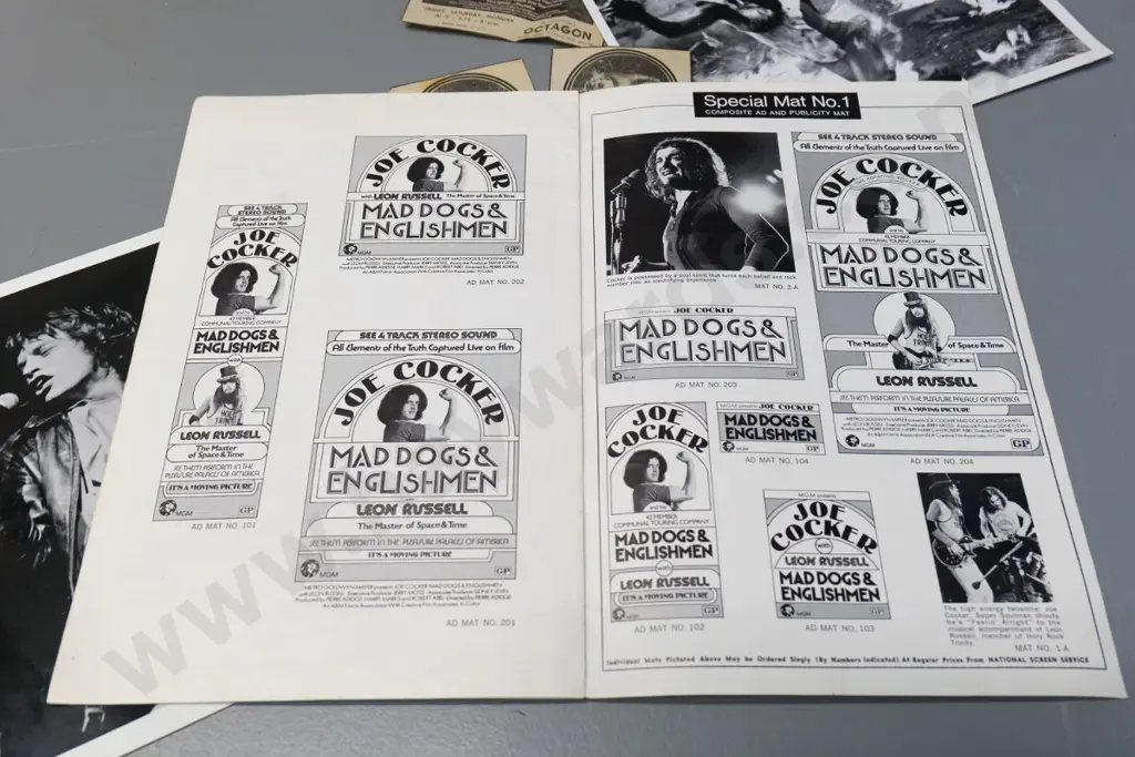 film and music promo items - Roger Daltrey Tommy photos, Mick Jagger, Joe Cocker Mad Dogs & Englishmen booklet Image 1++