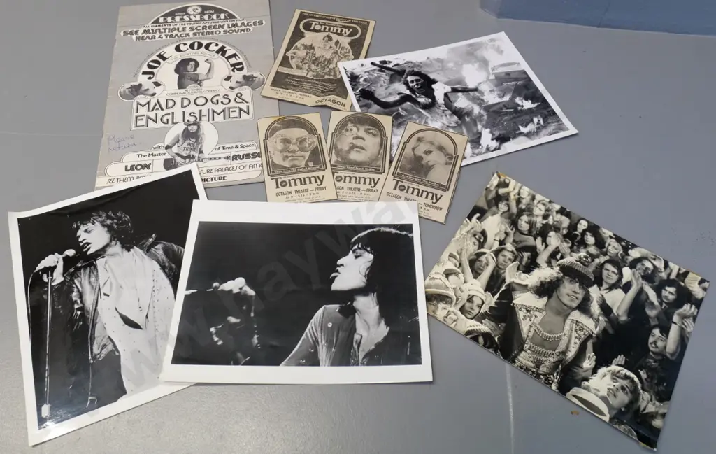 film and music promo items - Roger Daltrey Tommy photos, Mick Jagger, Joe Cocker Mad Dogs & Englishmen booklet Image 1++