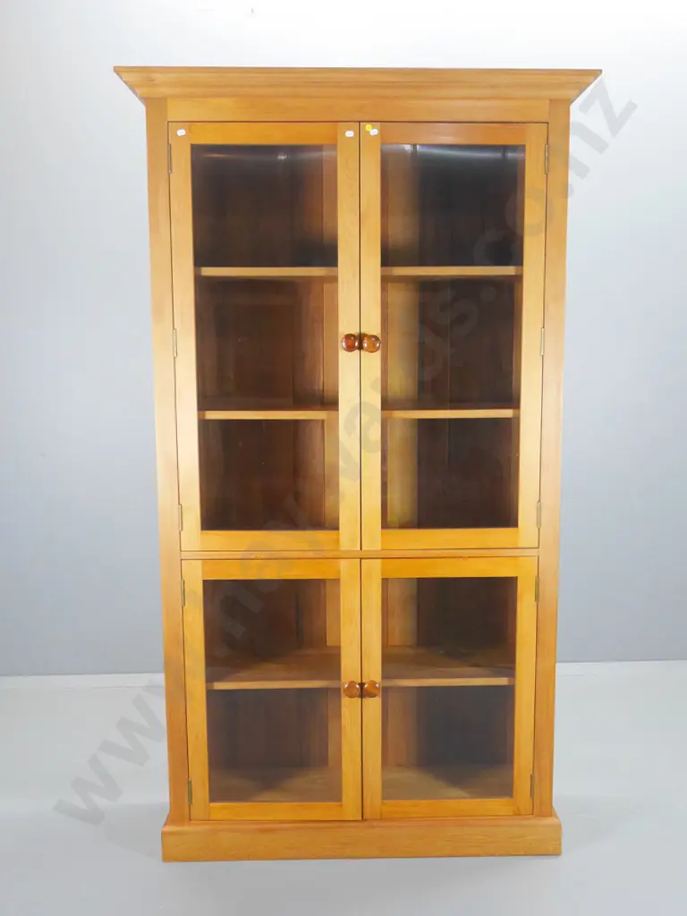 solid rimu large display cabinet - 4 doors, fixed shelves H1910 W1090 D370 Image 1++