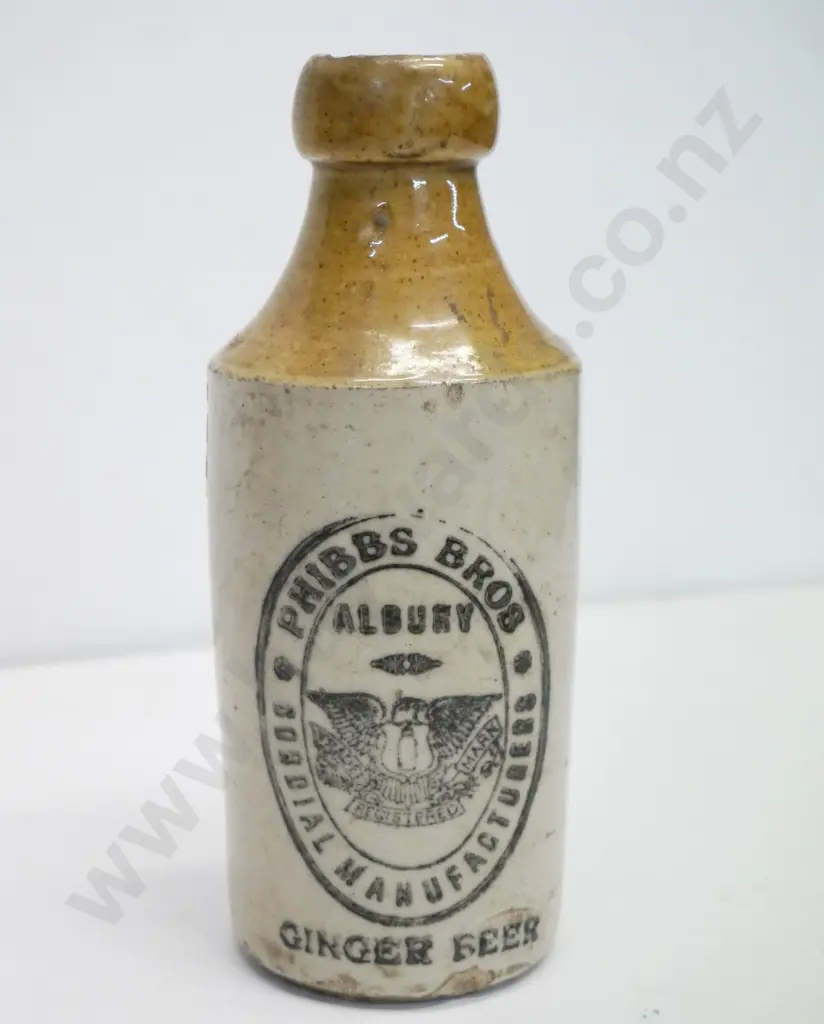 Dumpy ginger beer bottle, Phibbs Bros Albury Cordial Manufacturers, condition poor, chip to top Image 1++