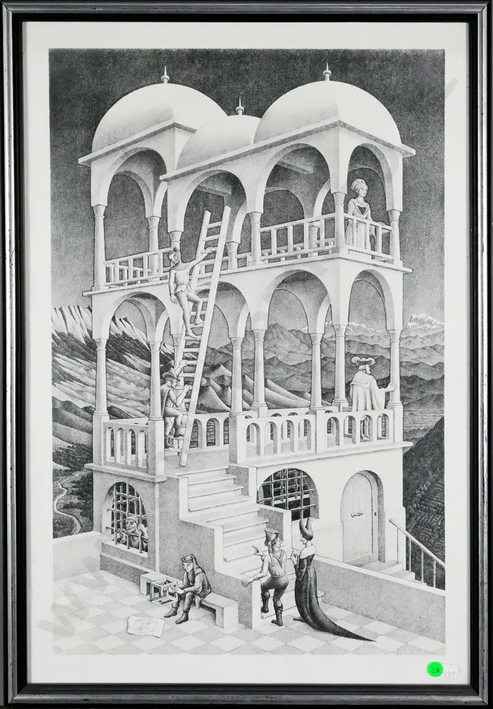 framed MC Escher print "Belvedere" H-530 W-340 Image 1++