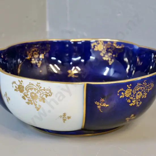 Limoges bowl - cobalt & gilt with hand-painted decoration H-90 D-250
