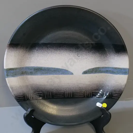 Morris & James Matakana studio pottery wall charger - abstract landscape, D-370
