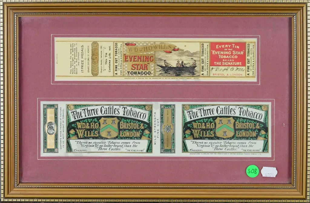 framed vintage tobacco labels H-130 W-250 Image 1++