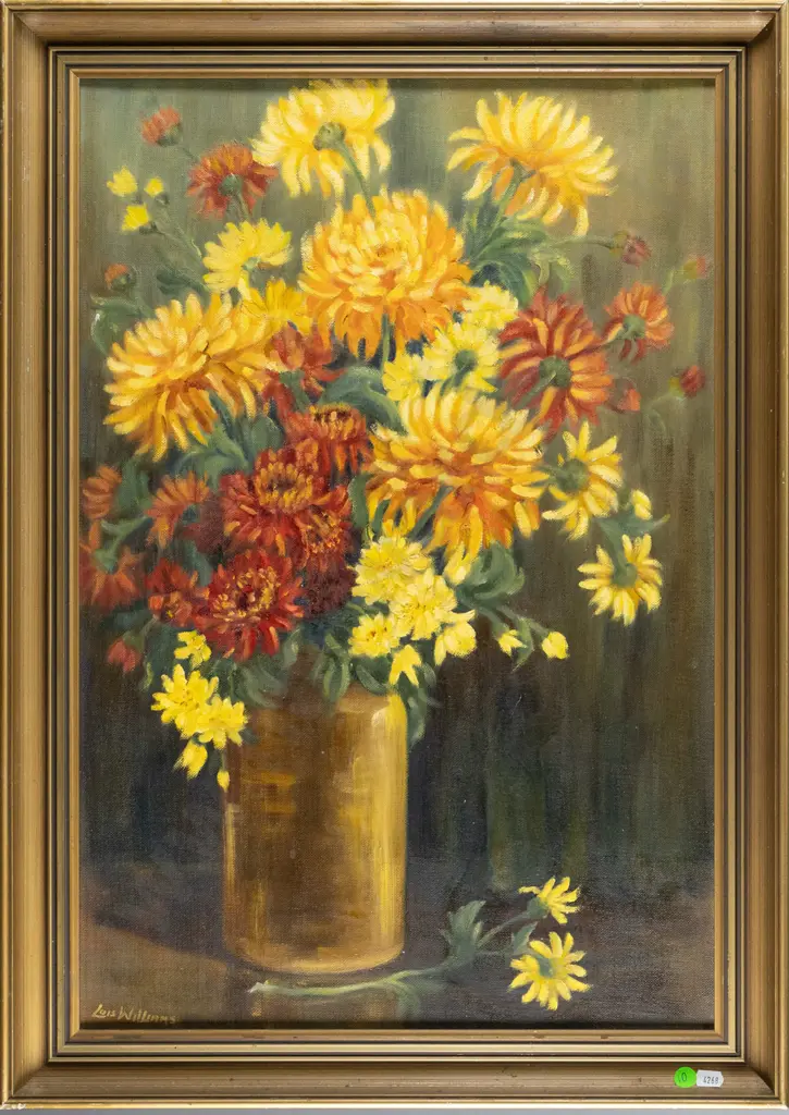 Lois Williams - framed oil - crysthanthemums H-580 W-390 Image 1++