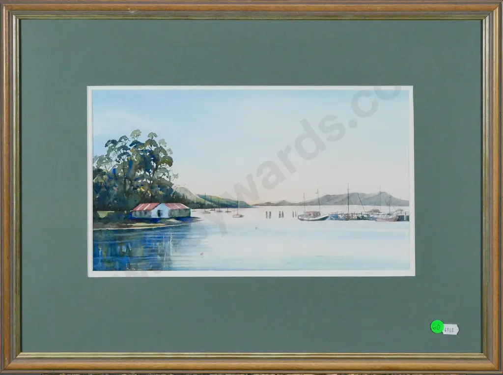 Heather Maxwell - framed watercolour "Careys Bay" H-200 W-340 Image 1++