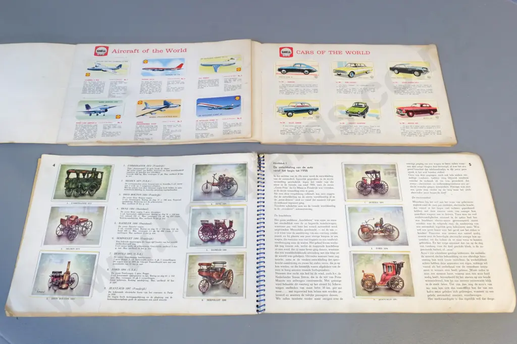 3 collector card albums - Shell Aircraft / Cars of the World & German album w/cars from 1872 to 1956 - full minus one Image 1++