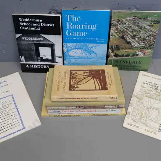 11 assorted local history books & publications on Naseby, Patearoa, Wedderburn, Maniototo etc.