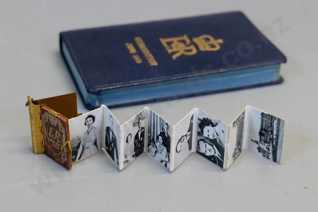 tiny Queen Elizabeth II Coronation photo souvenir album H30 W25 & a 1952 coronation edition of new testament Image 1++