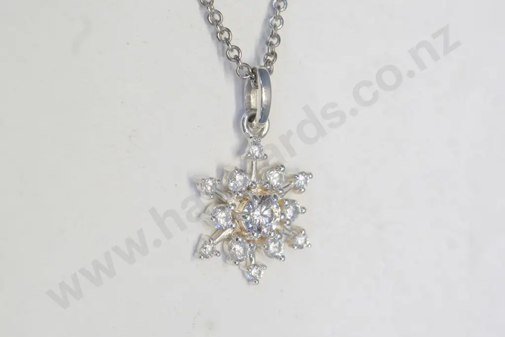 silver cz necklace stamped 925 Image 1++