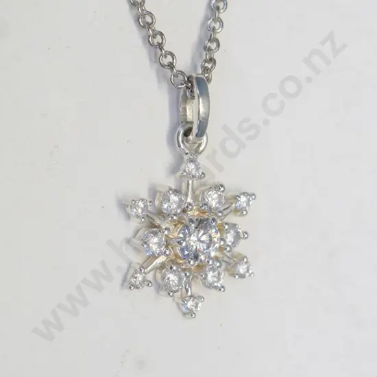 silver cz necklace stamped 925