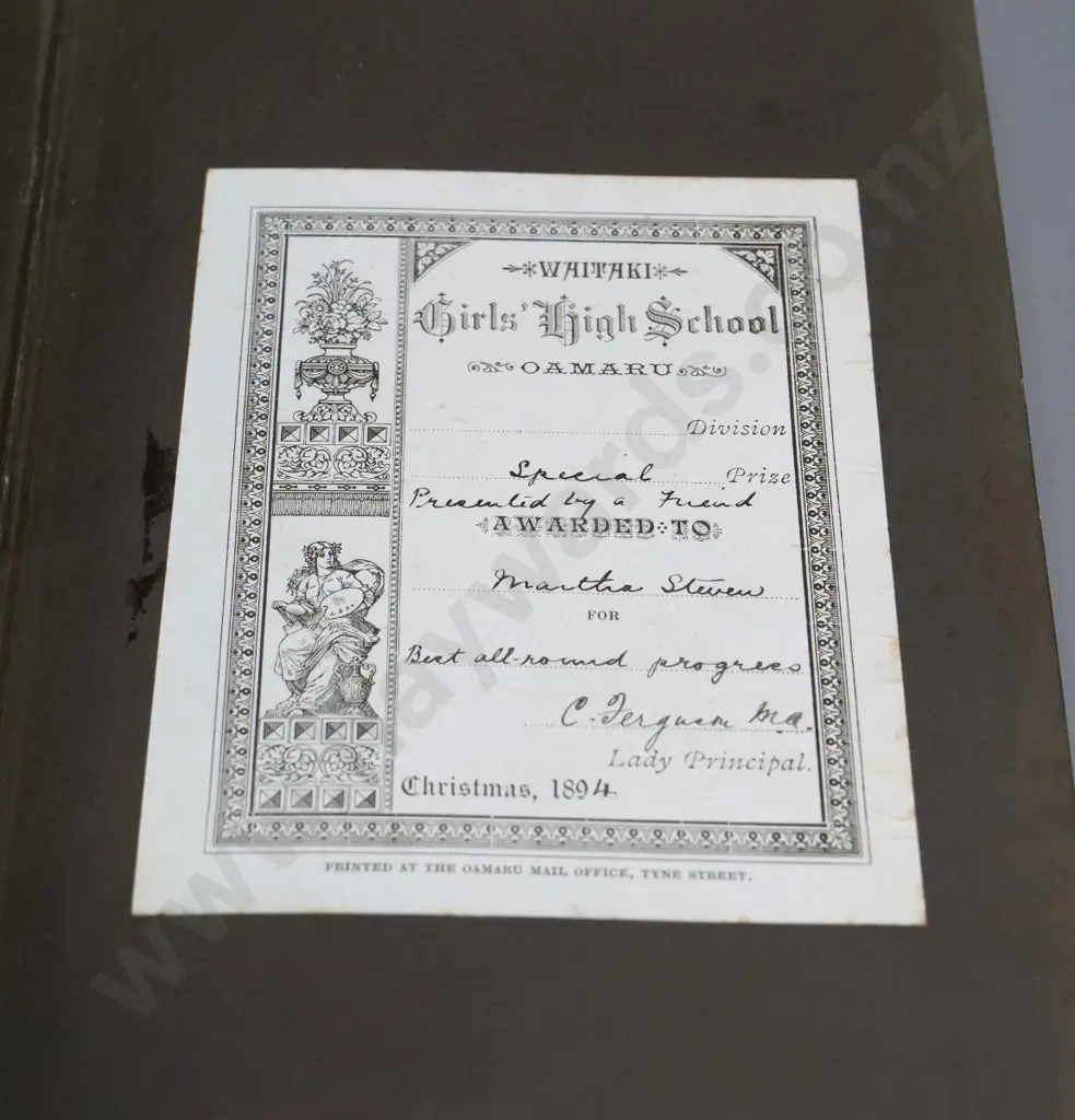 1883 book - The Bird by Jules Michelet, with 1894 Waitaki Girls' prize presentation bookplate Image 1++