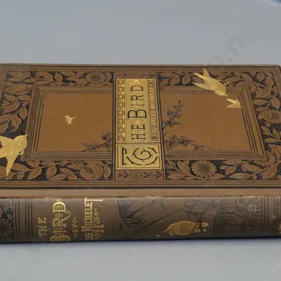 1883 book - The Bird by Jules Michelet, with 1894 Waitaki Girls' prize presentation bookplate
