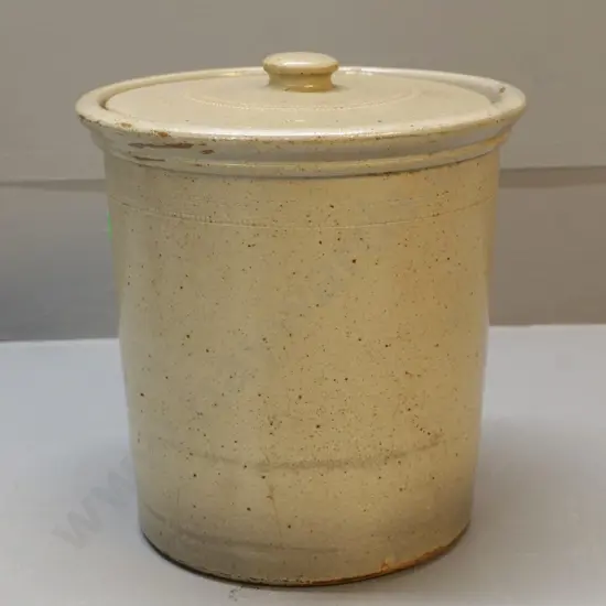 small storage crock, Milton Pottery, complete with lid, condition good, hairline crack, H - 200