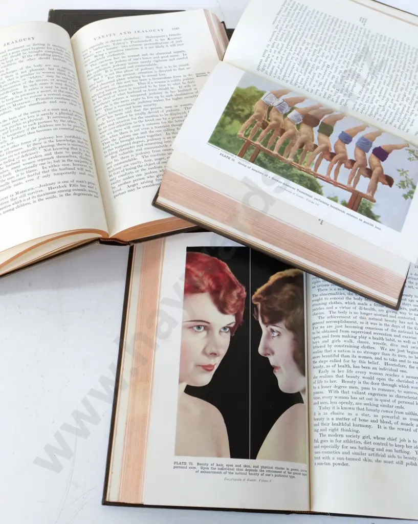 5 volumes from larger set of 8 Encyclopedia of Health - McFadden 1933, some pieces separated from anatomy die cuts Image 1++