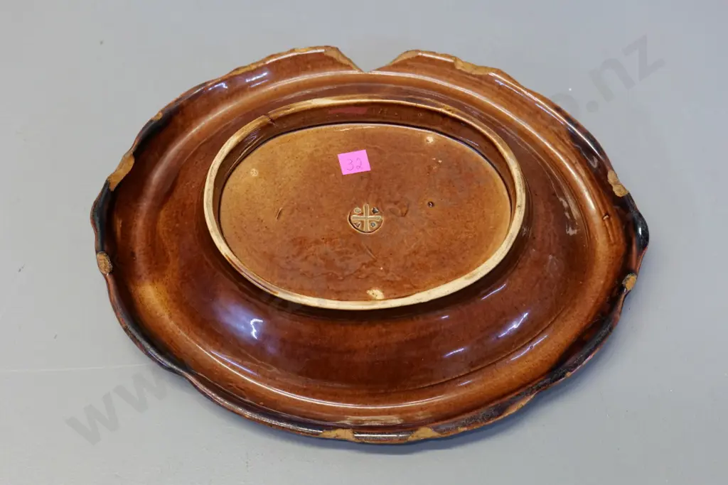 Milton potteries majolica bread plate  AF - large chips. L-300 W-240 Image 1++