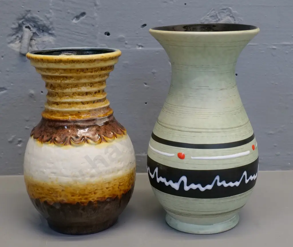 2 German pottery vases - taller is H-210 Image 1++