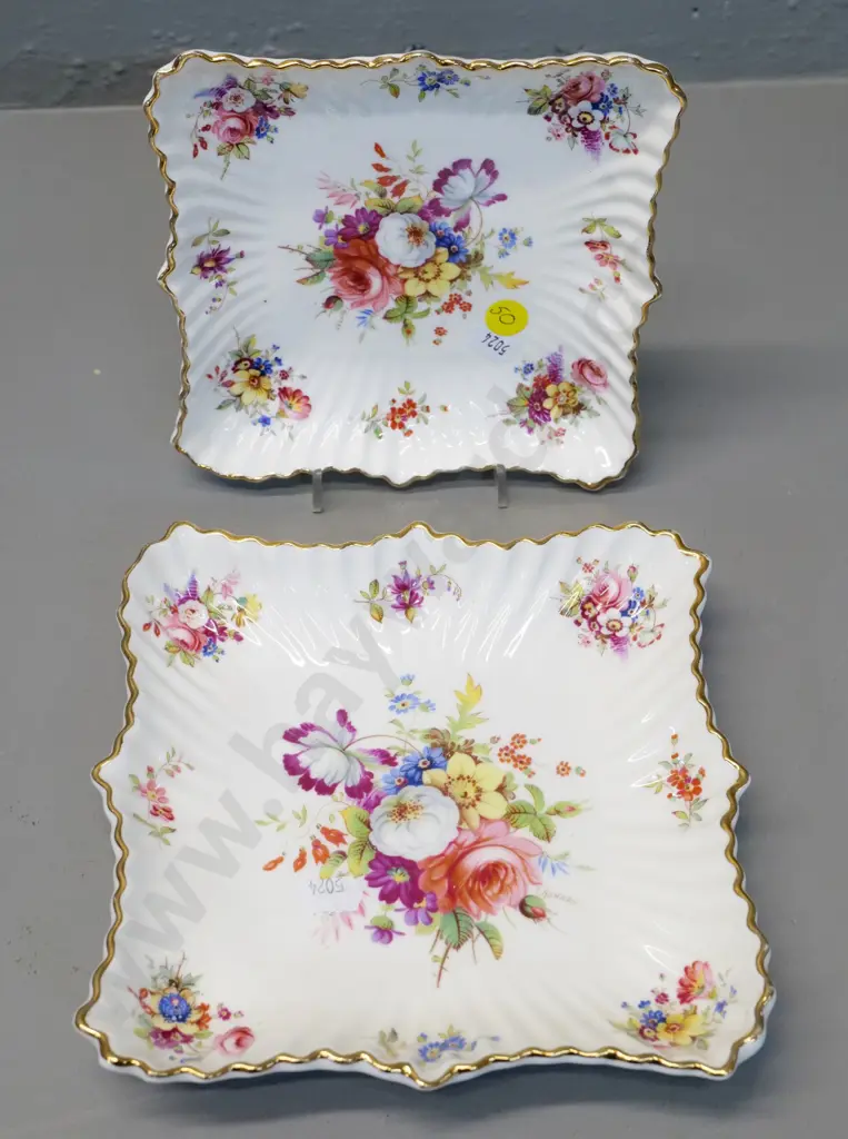 2 Hammersley Howard Sprays square biscuit plates  - larger is 180 x 180 Image 1++