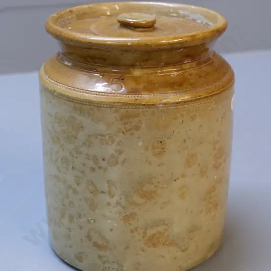 small storage crock, Milton Pottery, complete with lid, condition very good, H - 200