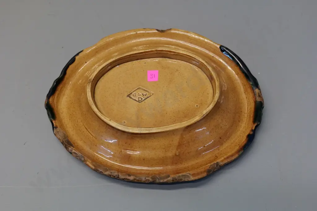 Milton potteries majolica bread plate AF - some chips. L-290 W-230 Image 1++