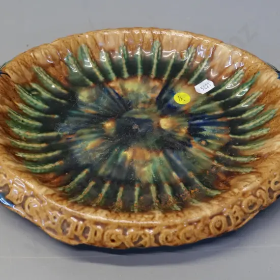 Milton potteries majolica bread plate AF - some chips. L-290 W-230
