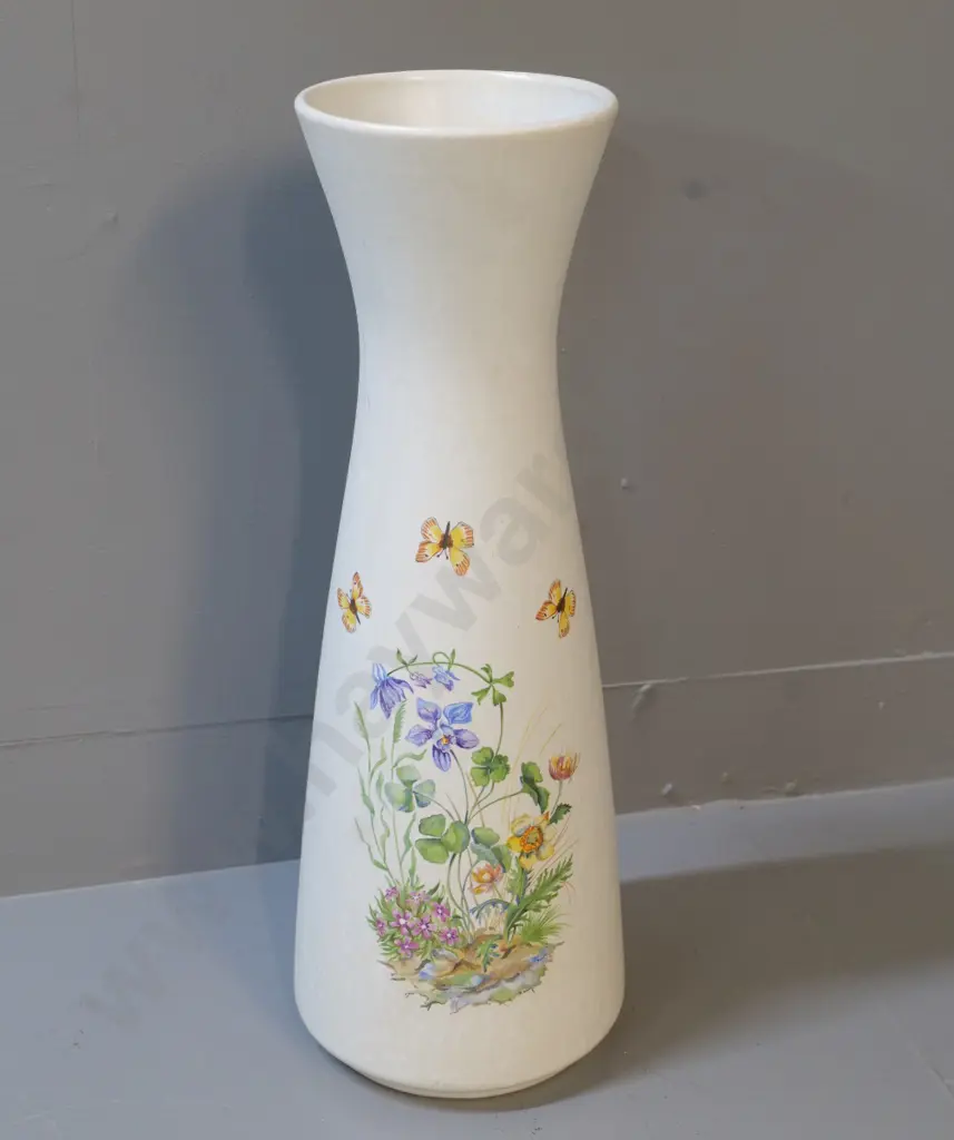 large Germany pottery vase with floral & butterfly design H480 Image 1++