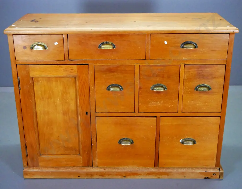 mixed timbers kitchen storage sideboard with brass handles H-950 W-1250 D-475 Image 1++