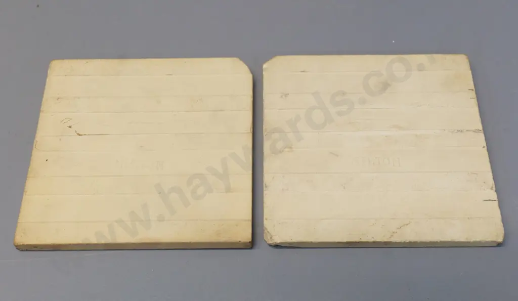2 Milton potteries unglazed majolica tiles - back stamped Milton - 150 x 150 - some chips Image 1++