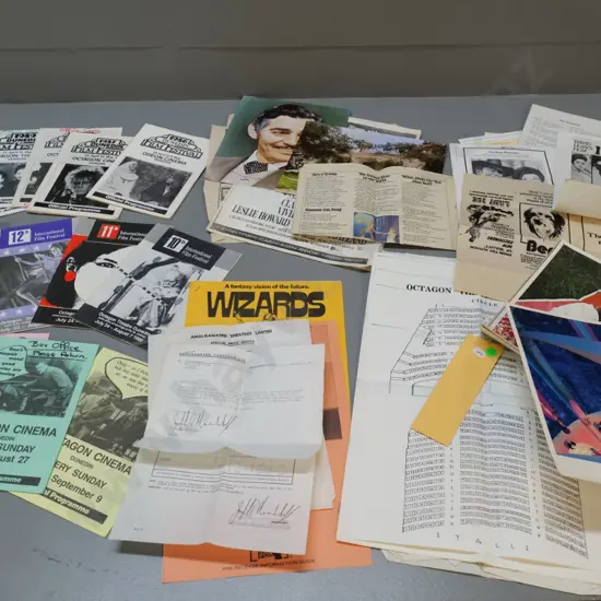 large assortment of Octagon Theatre Dunedin ephemera: film festival programs, seating charts, display cards, letters etc