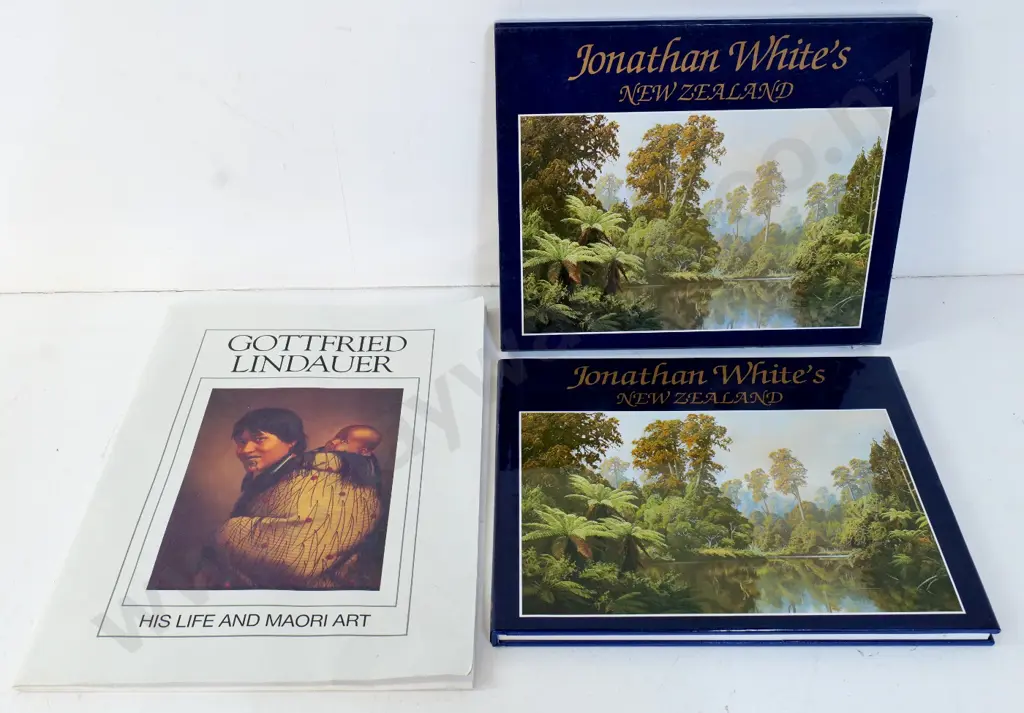 2 books - Jonathan White's New Zealand with slip-case and Gottfried Lindauer - his Life and Maori Art Image 1++