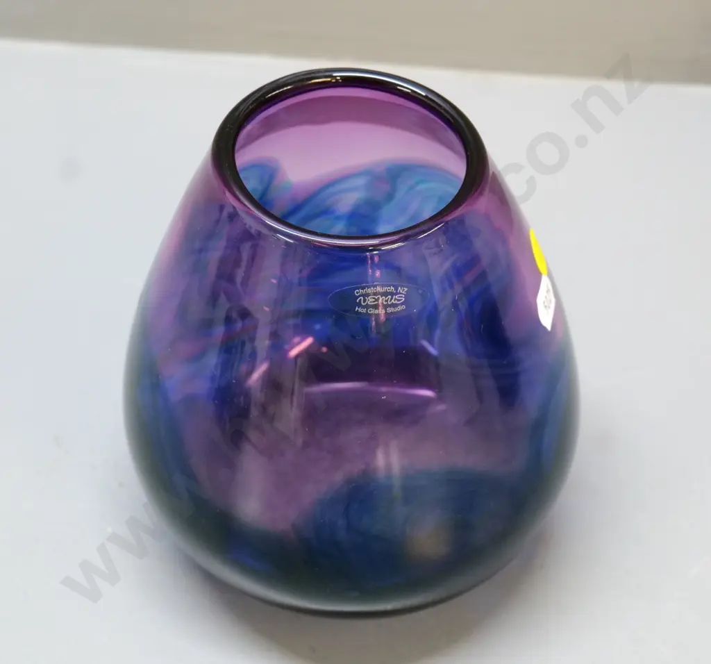 Venus Hot Glass NZ art glass vase - purple and blue - H-160 Image 1++