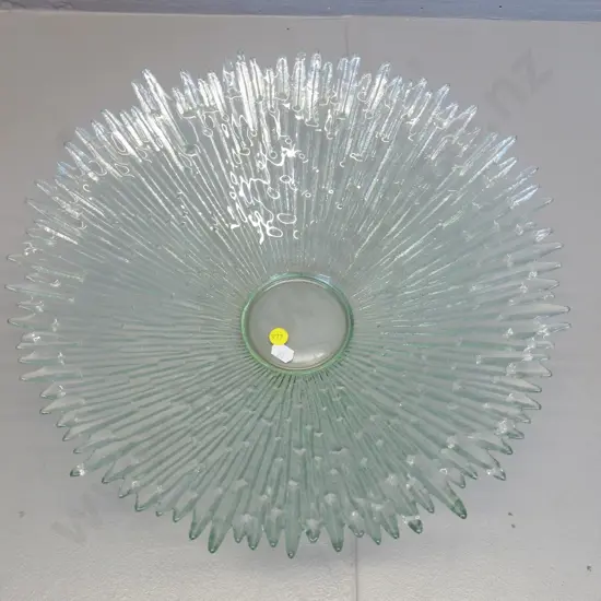 contemporary pale green glass sunburst bowl D-390
