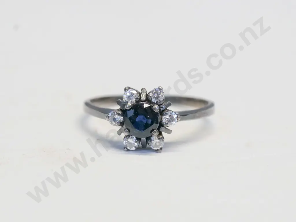 sapphire & cz dress ring stamped 925 Image 1++