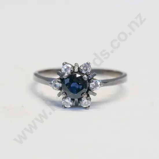 sapphire & cz dress ring stamped 925