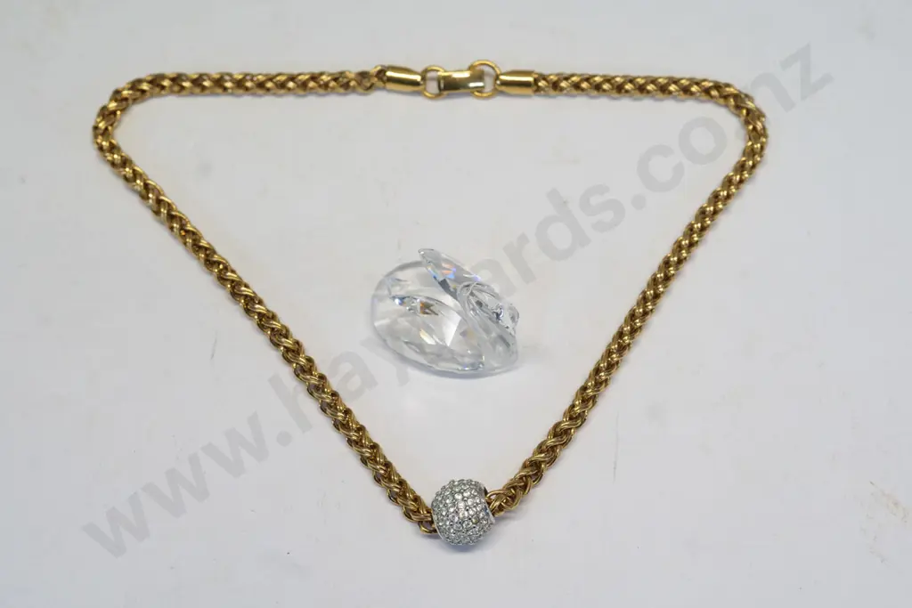 Swarovski thick chain necklace & Swarovski swan Image 1++
