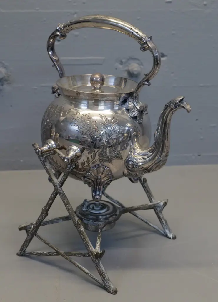 Sheffield plated spirit kettle on stand H-330 Image 1++