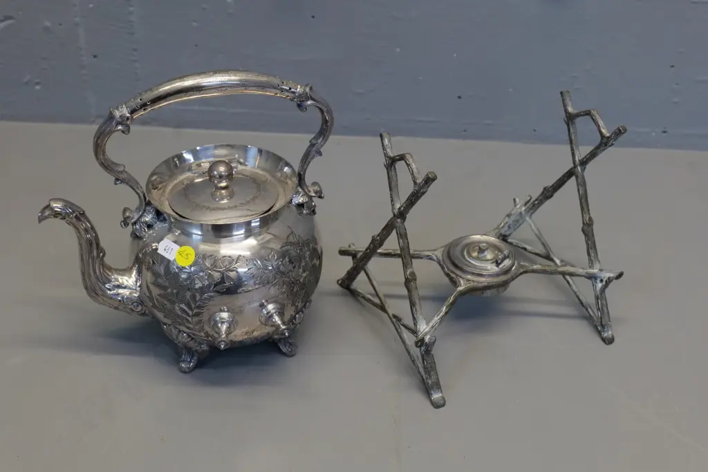 Sheffield plated spirit kettle on stand H-330 Image 1++