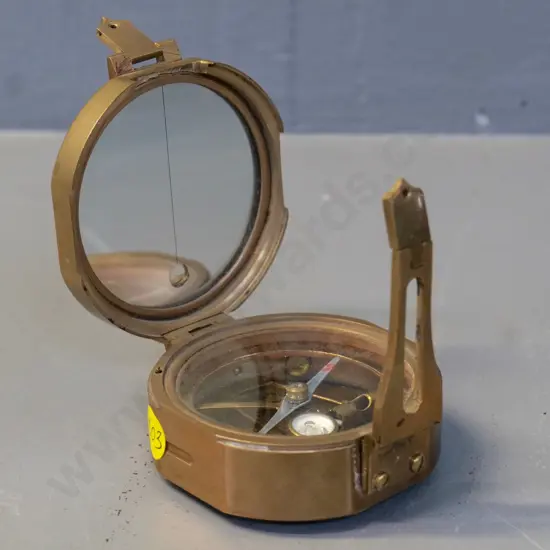 Stanley London brass folding compass with Natural Sine chart - diameter 75