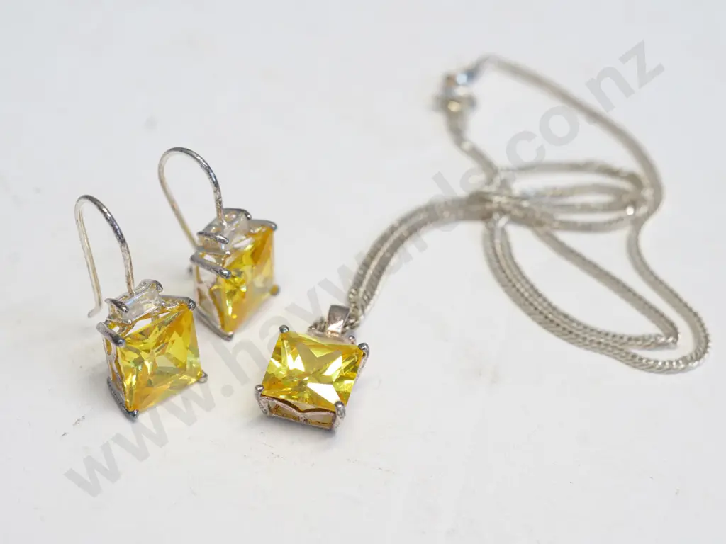 tourmaline necklace & earrings stamped 925 Image 1++
