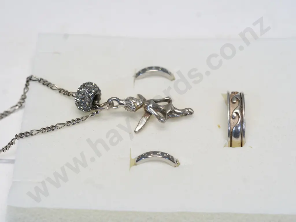 silver anklet, toe ring & earrings stamped 925 Image 1++