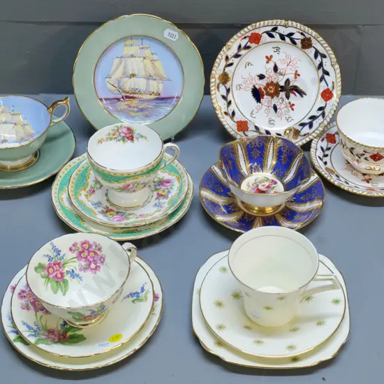 5 English china trios and a cup & saucer - Aynsley, Royal Albert, Foley, Paragon, Royal Crown Derby etc.